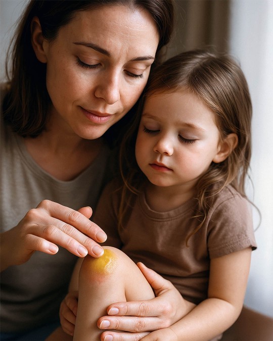 A mother applying soothing make it better balm by Lovebee