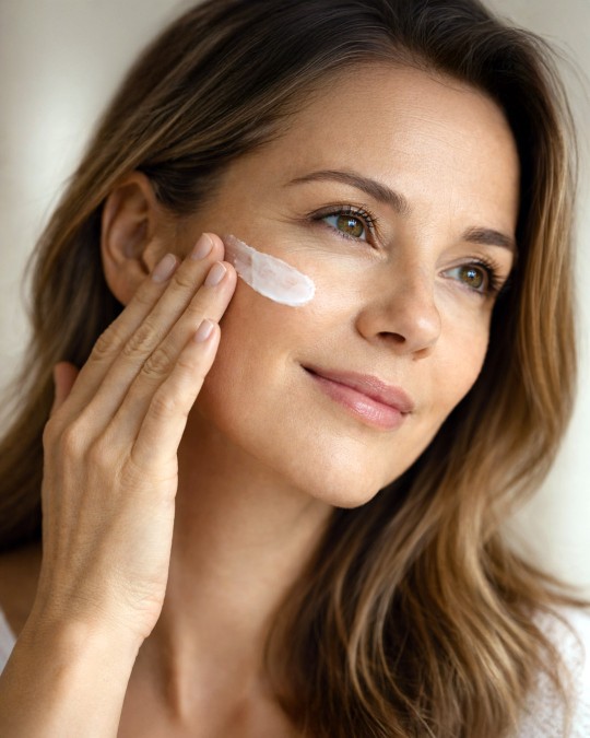 A woman applies Sunrise Face Moisturizer